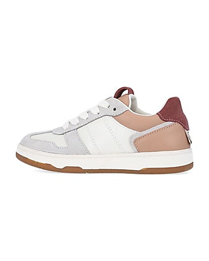 360 degree animation of product Girls white colour block suede trainers frame-4