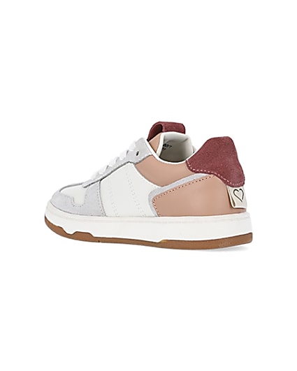 360 degree animation of product Girls white colour block suede trainers frame-6