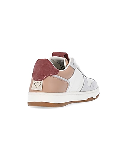 360 degree animation of product Girls white colour block suede trainers frame-11