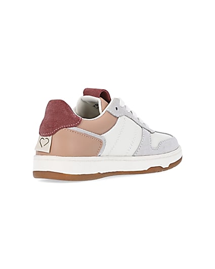 360 degree animation of product Girls white colour block suede trainers frame-12