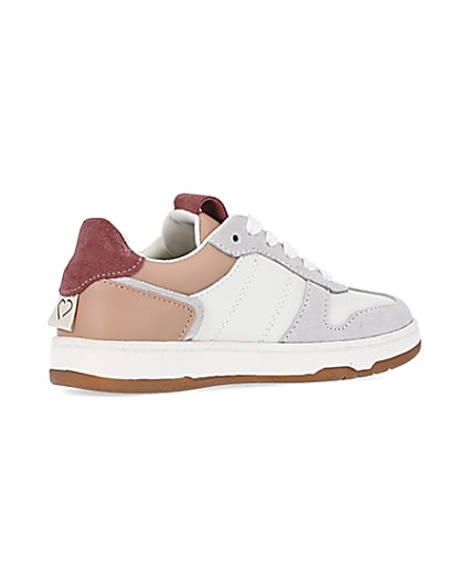 360 degree animation of product Girls white colour block suede trainers frame-13
