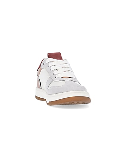360 degree animation of product Girls white colour block suede trainers frame-20