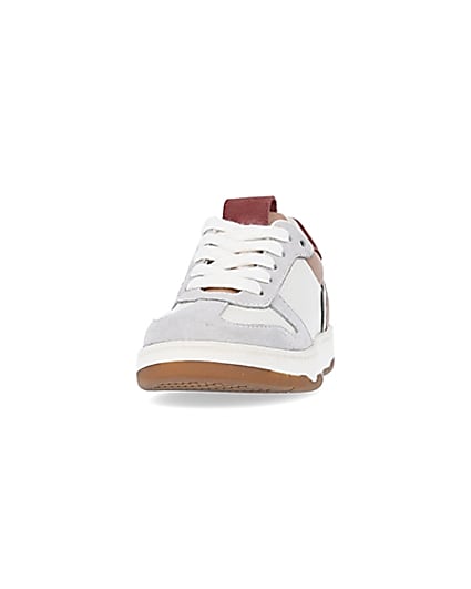 360 degree animation of product Girls white colour block suede trainers frame-22