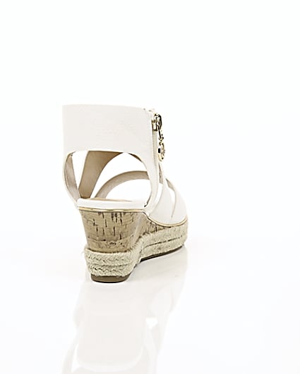 360 degree animation of product Girls white cork wedge sandals frame-15