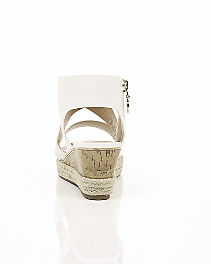 360 degree animation of product Girls white cork wedge sandals frame-16