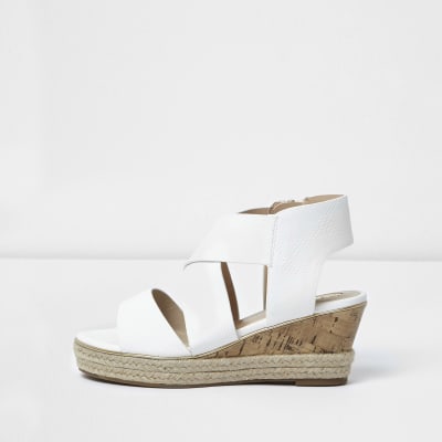 girls white wedge sandals