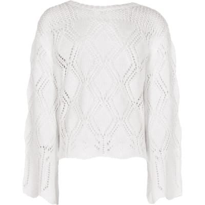 river island white crochet top