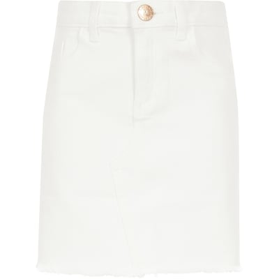 river island white denim skirt