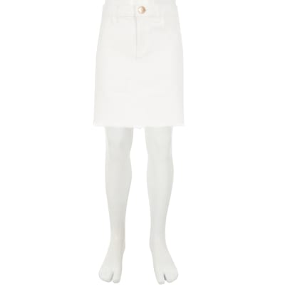 river island white denim skirt