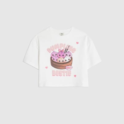 Girls White Dumpling Bestie T-Shirt