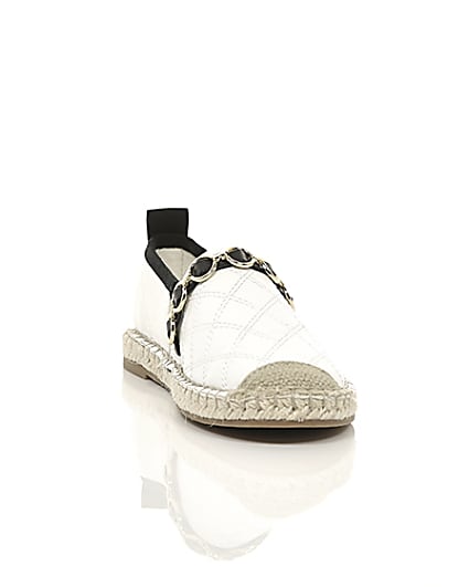 360 degree animation of product Girls white embossed contrast espadrilles frame-5