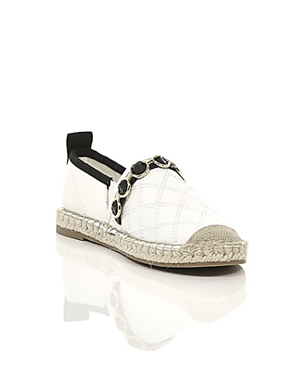 360 degree animation of product Girls white embossed contrast espadrilles frame-6