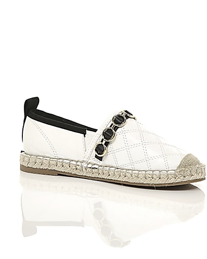 360 degree animation of product Girls white embossed contrast espadrilles frame-8