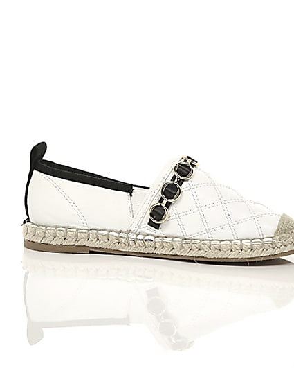 360 degree animation of product Girls white embossed contrast espadrilles frame-9