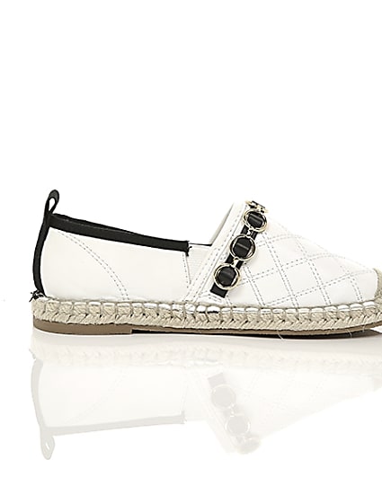 360 degree animation of product Girls white embossed contrast espadrilles frame-10