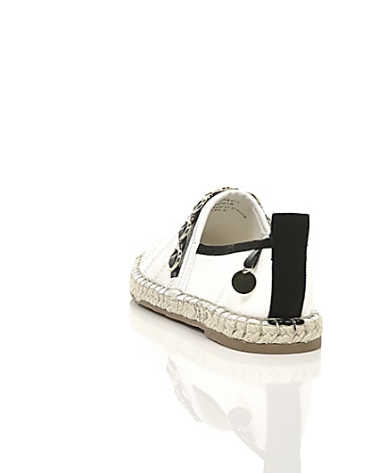 360 degree animation of product Girls white embossed contrast espadrilles frame-17