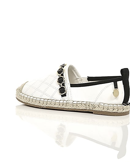 360 degree animation of product Girls white embossed contrast espadrilles frame-20