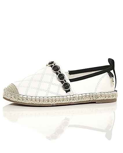 360 degree animation of product Girls white embossed contrast espadrilles frame-23