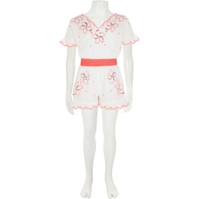 white embroidered playsuit