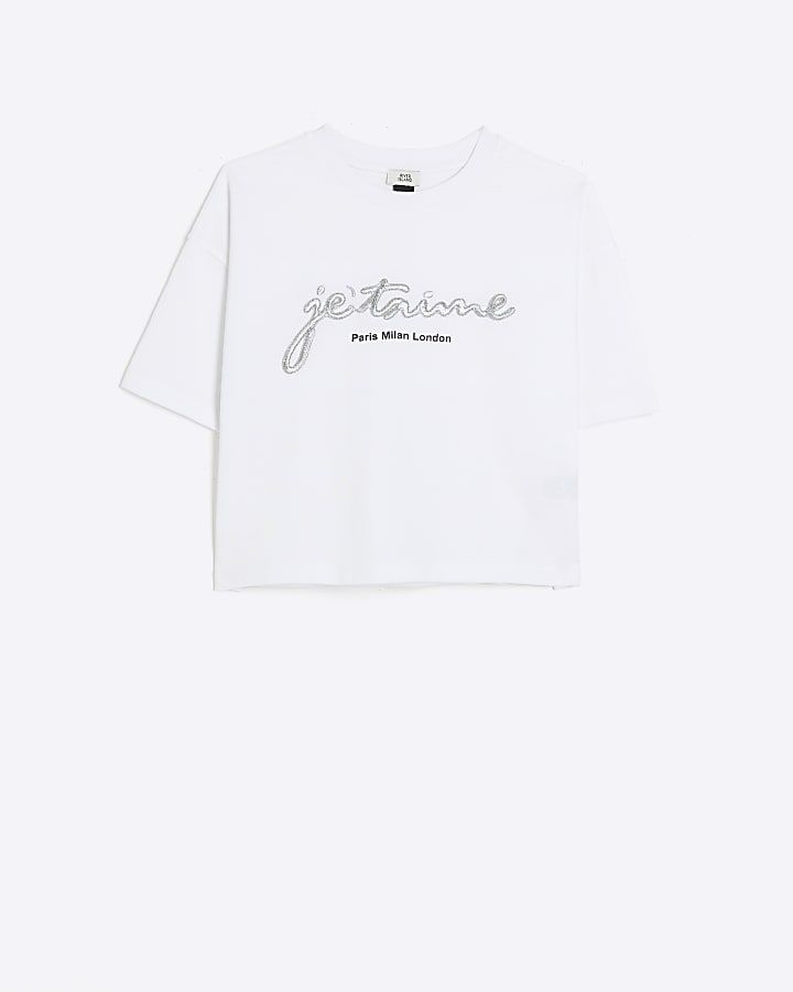 Girls white embroidered t-shirt