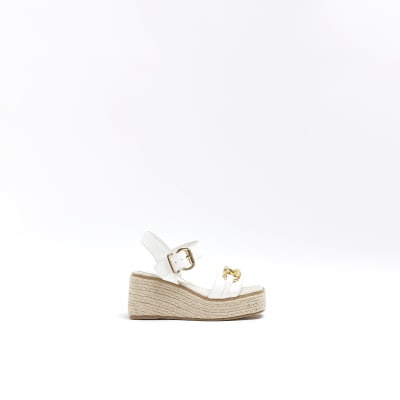 River island flatform espadrille store sandals with buckle in cream