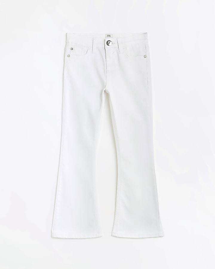 Girls white flare denim jeans