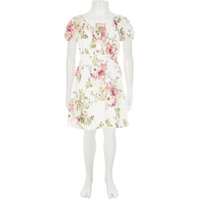 river island white floral dress