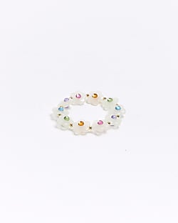 Girls white flower charm bracelet