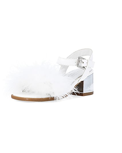 360 degree animation of product Girls white Fluffy Heeled Sandals frame-0