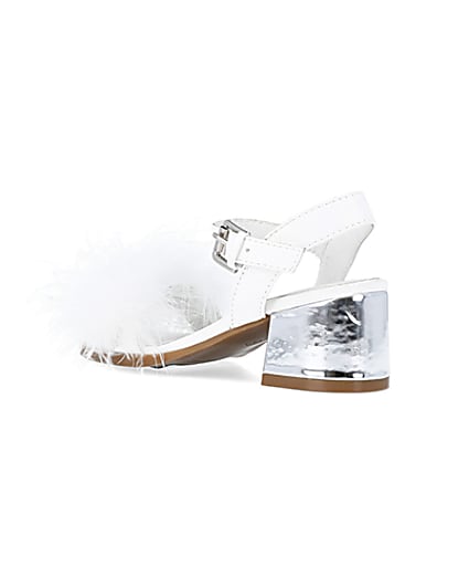 360 degree animation of product Girls white Fluffy Heeled Sandals frame-6