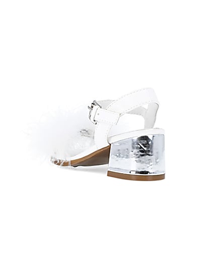 360 degree animation of product Girls white Fluffy Heeled Sandals frame-7