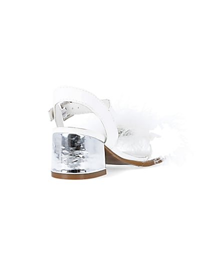 360 degree animation of product Girls white Fluffy Heeled Sandals frame-11
