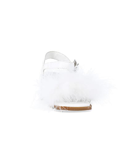 360 degree animation of product Girls white Fluffy Heeled Sandals frame-20
