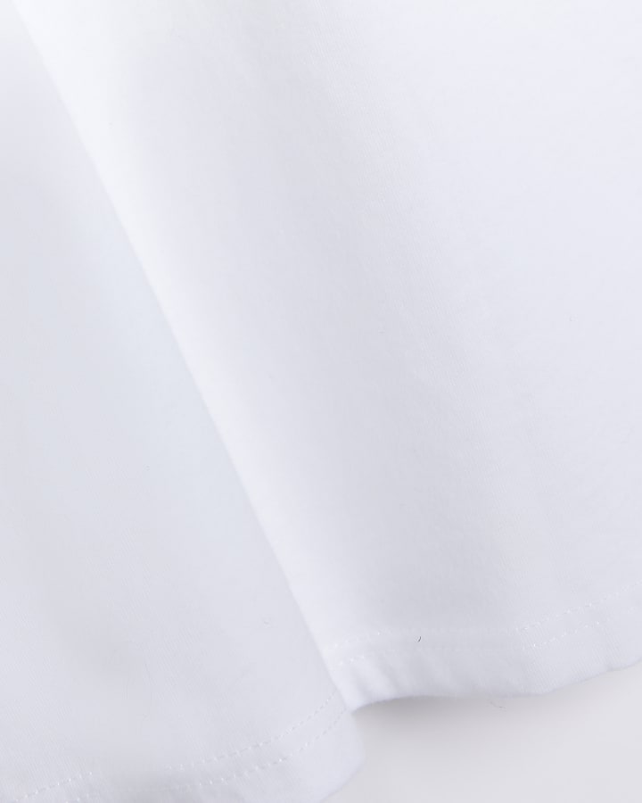 Girls White Frill Sleeve T-shirt