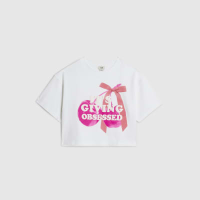 Girls White Giving Obsessed Cherry T-Shirt