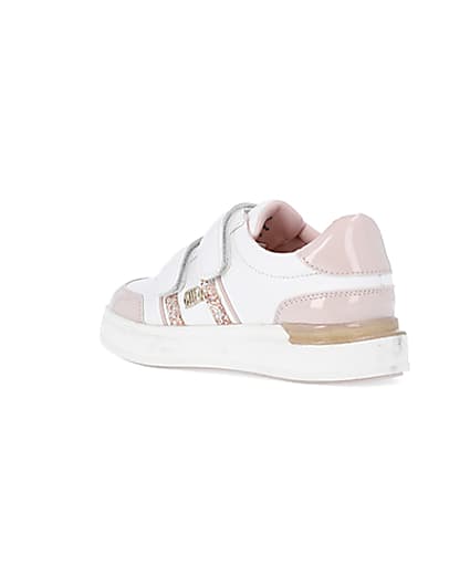 360 degree animation of product Girls White Glitter Stripe Trainers frame-6