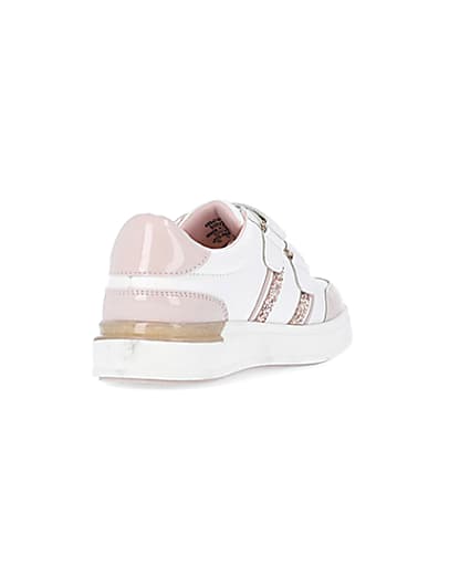 360 degree animation of product Girls White Glitter Stripe Trainers frame-11