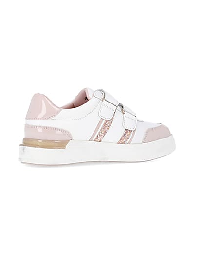 360 degree animation of product Girls White Glitter Stripe Trainers frame-13
