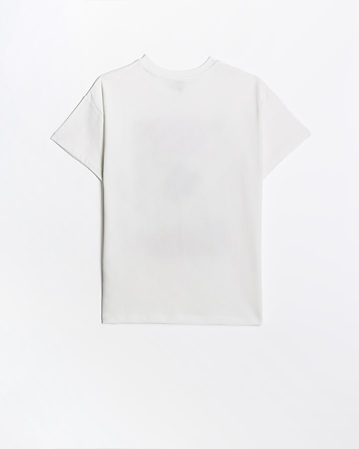 Girls white graphic print t-shirt