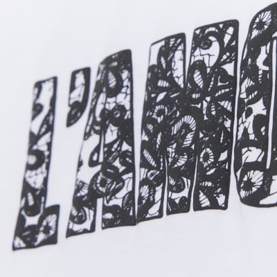 Girls White Graphic T-shirt