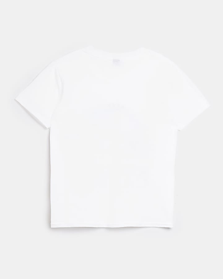 Girls White graphic t-shirt