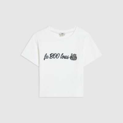 Girls White Halloween Faboolous T-Shirt