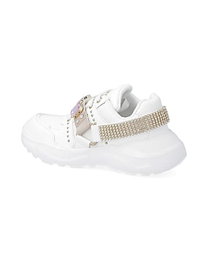 360 degree animation of product Girls white harness chunky trainers frame-5