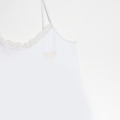Girls white hidden support vest 2 pack River Island