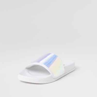 river island white sliders