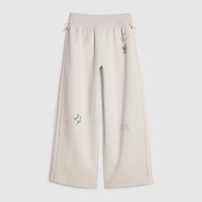 Girls White Icon Print Lace Joggers