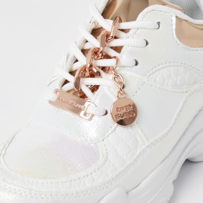 girls chunky white trainers