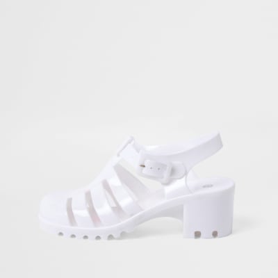 girls white heeled sandals