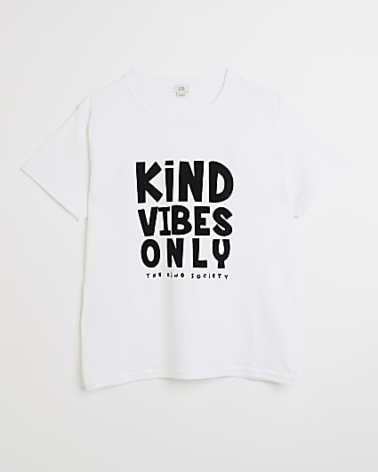 Girls white 'kind vibes only' t-shirt