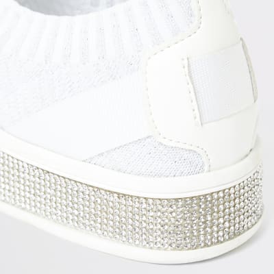 white diamante trainers